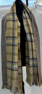 Tahari Women’s Reversible Wrap Shawl Plaid Brown Check Soft Scarf - Foto 1 di 4