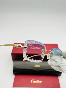 Lunettes Cartier Panthère Doré Et Verre Bleu Diamond Cut Ice Photochromic. - Imagen 1 de 16
