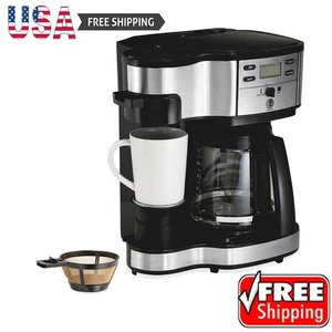 2-Way 12 Cup Programmable Drip Coffee Maker & Single Serve Machine Glass Carafe - Picture 1 of 9