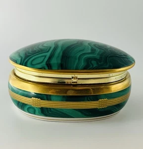Vintage Christian Dior Gaudron Malachite & Gold Musical Trinket Box - Picture 1 of 8