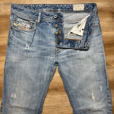 Jeans Diesel Hombre 31x34 Azul Waykee Pierna Recta 3D Denim Algodón Golpeado 0823U Foto 1 de 4
