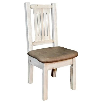 Homestead Collection Side Chair, Clear Lacquer Finish w/ Upholstered Seat, Bucks - Image 1 of 2