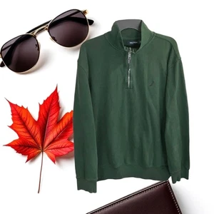 Sudadera Pullover Nautica Verde Bosque Oscuro Cremallera Parcial Hombres XL - Imagen 1 de 7