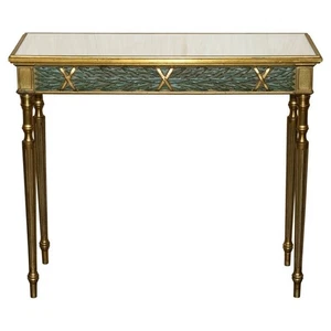 VINTAGE ITALIAN CARVED STYLE CONSOLE TABLE WITH GLASS MIRRORED TOP - Picture 1 of 17