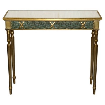 VINTAGE ITALIAN CARVED STYLE CONSOLE TABLE WITH GLASS MIRRORED TOP - Image 1 of 4