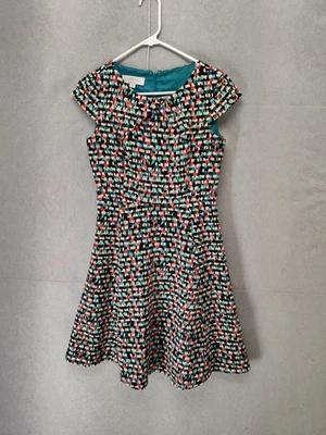 Kasper Dress Womens 4P Multicolor Black Fit Flare Cap Sleeve Geometric Pattern - Image 1 of 4