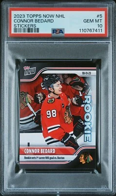 2023 CONNOR BEDARD TOPPS NOW НАКЛЕЙКИ НХЛ PSA {10} САМОЦВЕТ КАК НОВЫЙ #5 - Изображение 1 из 2
