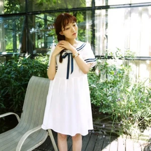 Mujer Dama Marinero Cuello Moño Vestido Estilo Marinero Túnica Top Fiesta Lolita - Imagen 1 de 14