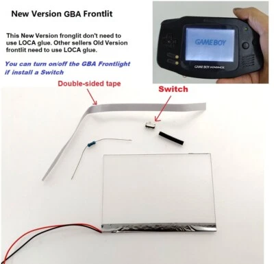 New Version GBA Frontlit Frontlight Front Light Kit For Game Boy Advance - Image 1 of 4