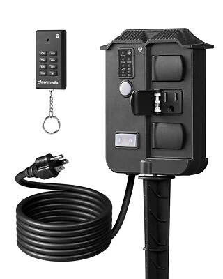 DEWENWILS Outdoor Power Stake Timer Waterproof 100FT Wireless Remote Control ... - Image 1 of 4