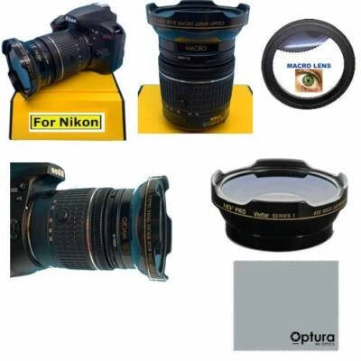 55MM DEDICATED HD3 16K WIDE ANGLE FISHEYE LENS + MACRO LENS FOR NIKON D3400  - Image 1 of 4