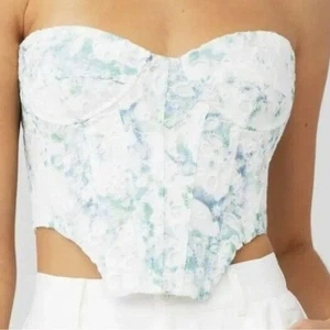 BARDOT Lila Bustier Top US Size 6 NWT $130 Revolve White Blue Floral Festival - Picture 1 of 13