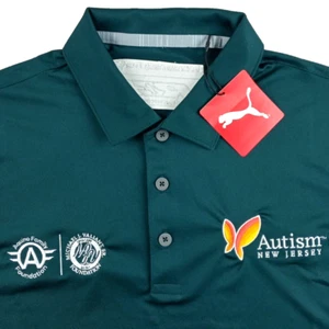 NEW Puma Gamer Golf Polo Shirt Mens Small Invitational Autism New Jersey Stretch - Picture 1 of 16