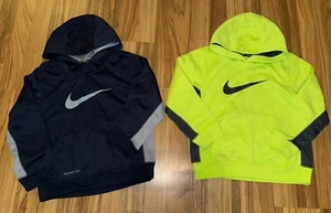 Nike Hoodie Hooded Sweatshirt Dri-fit Boys Sz 7 Lot Of 2 Therma Green Stain - Picture 1 of 7