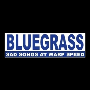 Funny "BLUEGRASS: SAD SONGS AT WARP SPEED" decal BUMPER STICKER, country, guitar - Picture 1 of 1