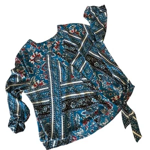 Soho New York & Company Tie Hem Top Women's XXL Teal Floral NWOT - Bild 1 von 7