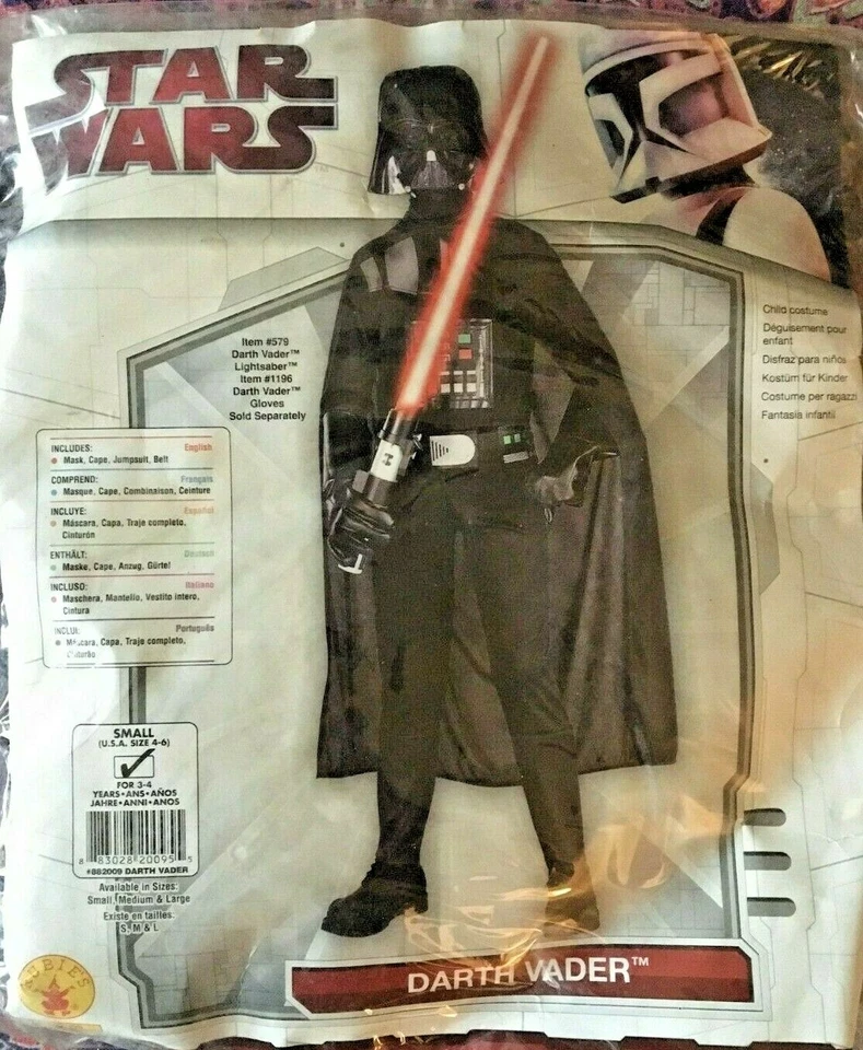 Disfraz de Darth Vader para niños Disney Star Wars disfraz conjunto rubíes pequeño Foto 1 de 1