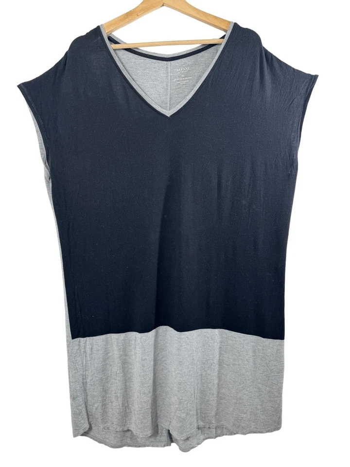 Alfani Black Gray Colorblock Contrast Panel Sleepshirt Size XL Short Sleeve - Image 1 of 4