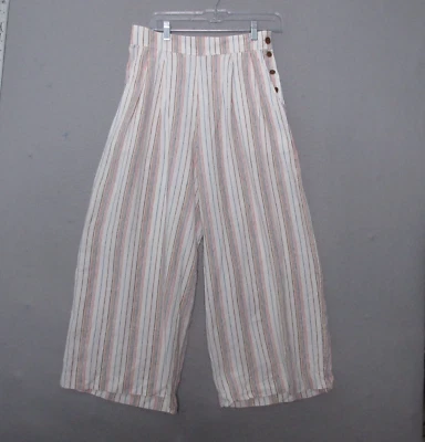Pantalones Eclipse Outerknown 6 Rayas Lino Pierna Ancha Botón Lateral Costa Playa Fluidos Foto 1 de 4