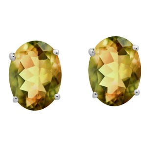 925 Sterling Silver 2 Ctw Oval Andalusite Solitaire Tiny Stud Christmas Earring - Picture 1 of 3