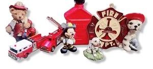 Fireman Figures Lot Figurines Firetruck Mickey Dog Bear And More - Picture 1 of 14