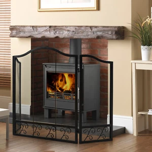 3-Panel Folding Fireplace Screen Decor for Protecting Babies & Pets from Fire - Picture 1 of 9