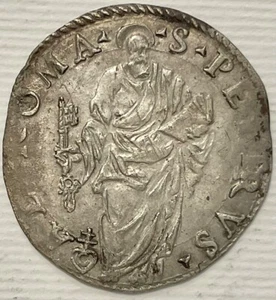 GIULIO MONETA ARGENTO PAPA GIULIO III° GIOVANNI MARIA CIOCCHI 1550-1555 VATICANO - Foto 1 di 6