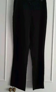 Vintage Black Trousers Straight Leg...slight Flare Polyester No Stretch Size 12 - Picture 1 of 4