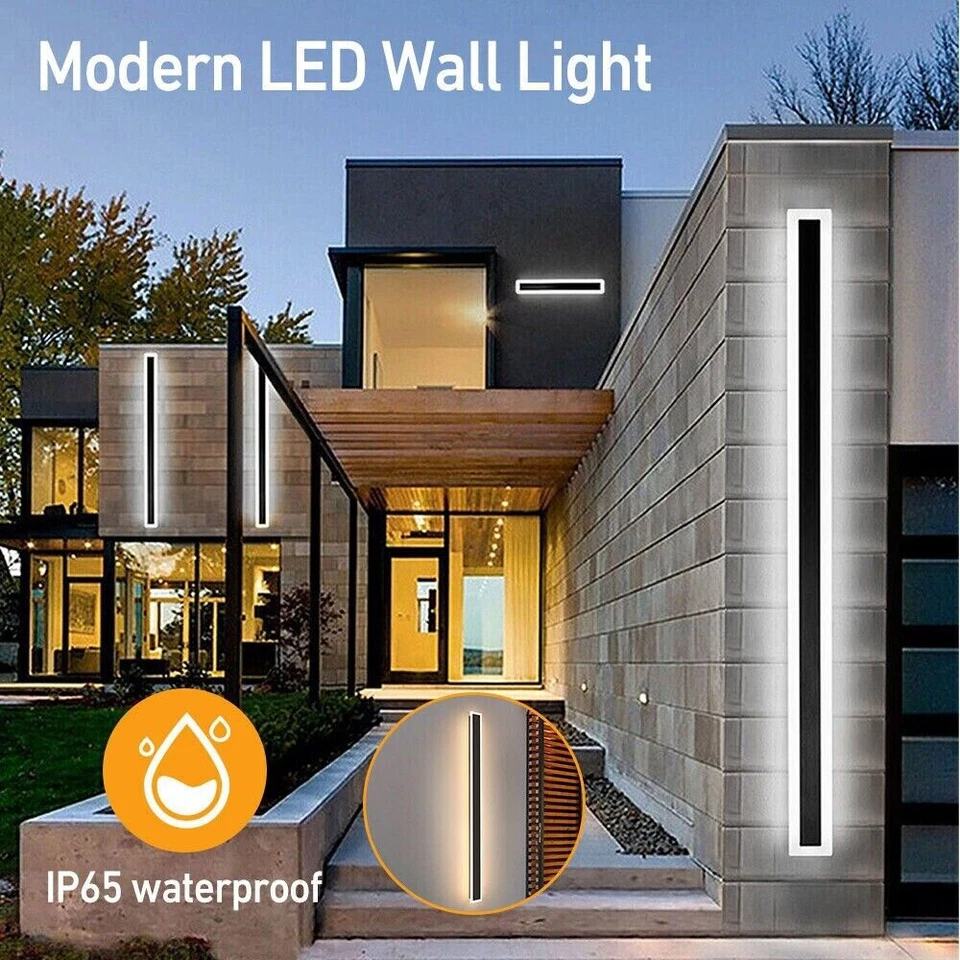 KARTOLS Modern Waterproof Long Strip LED Wall Lamp Outdoor Villa Garden Porch Lights UK