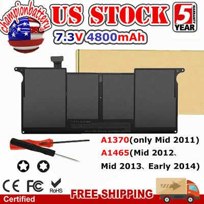 A1406 Battery for Apple MacBook Air A1465 Mid 2011-2013 Early 2014 2015 A1370 - Image 1 of 4