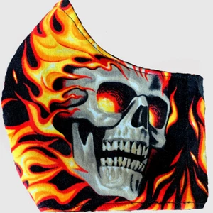 Face Mask ❤️ Flaming BONE SKULL Halloween hell occult black magic Filter Adult - Picture 1 of 4