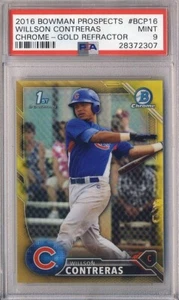 2016 Bowman Chrome Willson Contreras Gold Refractor PSA 9 MINT POP 2 CUBS - Picture 1 of 1