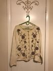 Fashion Bug Woman Floral Button Up Sweater  Women’s Large With Stains Preowned