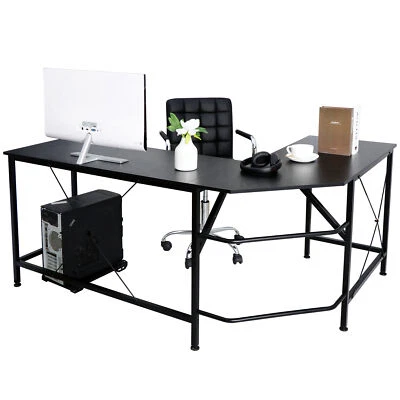 Mesa para laptop jogos de computador mesa em forma de L mesa de canto estação de trabalho mesa de escritório 66" - Imagem 1 de 4