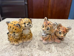 ENESCO MOREHEAD CHEETAH'S & TIGER CUBS 1984 Endangered Young'uns Figurines - Picture 1 of 13