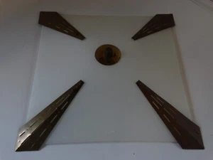 Art Deco style Square white Glass gold corner Ceiling Light Cover 16” X 16” - Picture 1 of 8