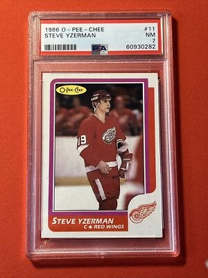 1986 O-Pee-Chee #11 Steve Yzerman 💎 PSA 7 NEAR MINT 💎 Detroit Red Wings 🔥 HOF - Image 1 of 2