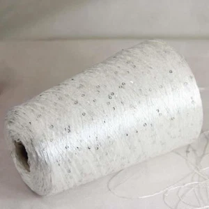 1Cone Of 500g White Shiny Sequins Nylon Lace Yarn Hand Knitting Crochet Yarn 16 - Picture 1 of 4
