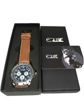 Equipe Turbo Blue Dial 44 mm Day Date 24 H Multi Dial Quartz w Camel Leather