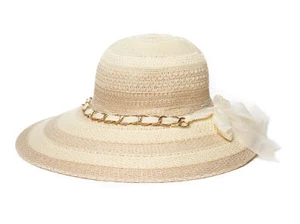 Sombrero de verano sombrero para el sol sombrero de paja sombrero para mujer con lazo cadena cinta decorativa vacaciones - Imagen 1 de 5