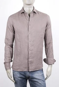 AL MILANO HASELNUSS LEINEN BLUSE 100% SLIM FIT MIT GEPUNKTETEN INTARSIEN SLIM FIT - Bild 1 von 6