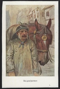 Two Good Partners Lucy Kemp-Welch Black Beauty Vintage Illustration - Picture 1 of 1