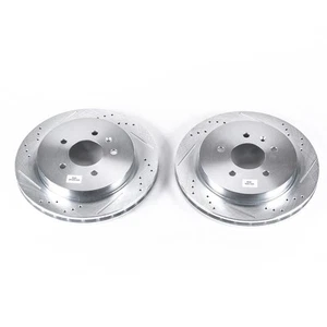 PowerStop Evolution Drilled Slotted Rotors Pair Rear For Cadillac CTS - Picture 1 of 3