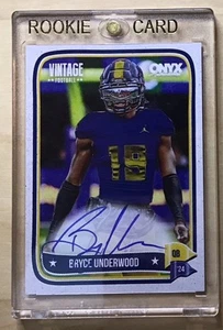 🔥2024 Onyx Vintage Football BRYCE UNDERWOOD RC On Card 1st AUTO Michigan QB1🔥 - Imagen 1 de 2