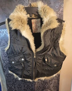 Rue 21-Girl gilet nero con fodera in pelliccia zip intera 2 tasche taglia L - Foto 1 di 6