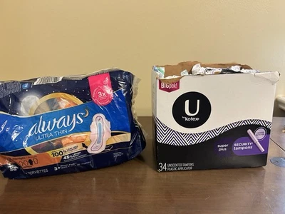 Tampones de seguridad Kotex U Super Plus y súper absorbentes, almohadillas siempre ultrafinas Foto 1 de 3