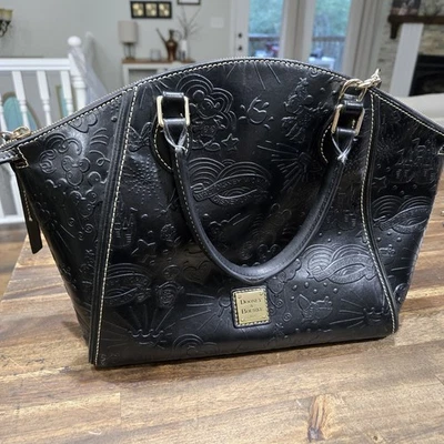 Dooney & Bourke Embossed Leather Disney Sketch Satchel Mickey Mouse Black FLAWS - Image 1 of 4