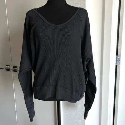 Camisa Free People Santa Clara Mujer Pequeña Térmica Grande Negra Foto 1 de 4