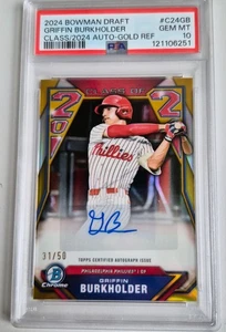 2024 Bowman Griffin Burkholder Class Of 2024 Gold Refractor Auto #/50 PSA 10 GM - Picture 1 of 2
