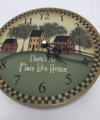 Primitive Folk Art Style Wall Clock 6" Battery Operated Preowned WORKS - Image 1 of 4